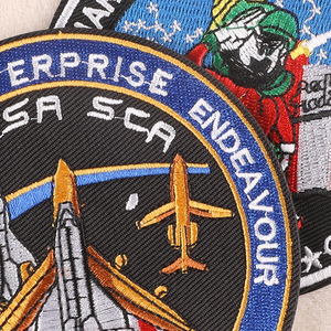 Hot Bán Không Có Tối Thiểu Qty Space Explorer Phi Hành Gia Đưa Đón Tên Lửa Máy Bay Thiết Kế Sắt Trên Thêu Đồng Phục Áo Cánh Tay Vá Huy Hiệu - Product Image 4