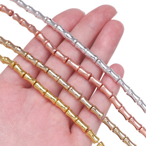 <b>Metal</b> Bamboo Joint Beads Gold Rose Gold Silver Plated Chain Loose Beads For <b>Bracelet</b> Making DIY Jewelry Accessories - Product Image 3