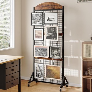 Ironwood Storage Pegboard <b>Shelf</b> Grid Wall Panel Display Rack Portable Kitchen Organizer With <b>Hooks</b> And <b>Shelves</b> - Product Image 4
