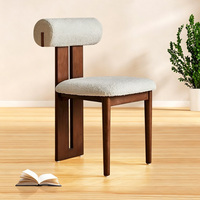 Chaise de salle à manger moderne, chaise d'appoint rembourrée avec dossier cylindrique, cadre noir pour cuisine, salle à manger, salon