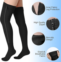 Chaussettes de compression à longues veines, mi-mollet, zippées, pour le sport, en Spandex, absorbant la transpiration, résistantes à la friction, à pression