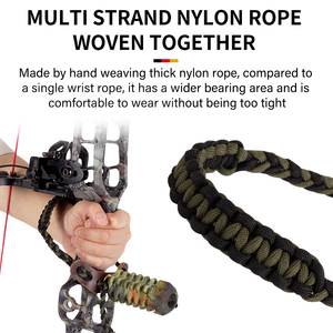 STARCN Correa de Muñeca para Arco de Tiro con Arco, Cordón de Nylon Trenzado Ajustable, Yugo de Cuero de Grano Completo, Ojal de Latón para Accesorios de Arco Compuesto - Product Image 2