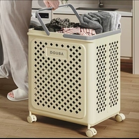 Panier à linge écologique en plastique PP avec roulettes, grand panier à linge amovible pour le rangement des vêtements sales, conteneur pour articles divers