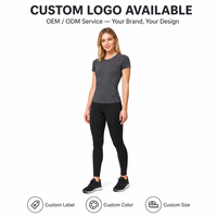 Produsen Kaos Olahraga Wanita Seamless Lengan Pendek Slim Fit Kerah Bulat Warna Abu-abu Tua untuk Gym dan Latihan
