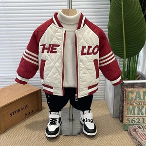 <strong>Boys</strong> Autumn Winter 2026 New <strong>Varsity</strong> <strong>Jacket</strong> Thickened Softened Polyester Shell Stripes Cotton-Padded Trendy - Product Image 2
