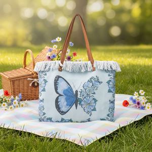 Sac fourre-tout en toile papillon grande capacité, écologique, pour femme - Meilleures ventes - Product Image 1