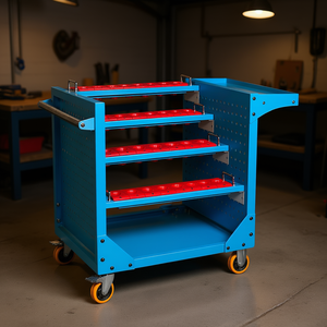 Carrito Portaconos Fervi con 4 Estantes y Bandejas Rojas para Almacenamiento de Herramientas - Product Image 3