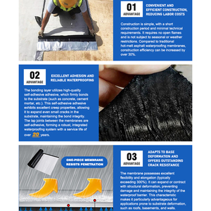 Nhà Máy Bán Giá Rẻ Giá Hiện Đại Mái Không Thấm Nước Bitum Tự Dính Màng Chống Thấm Nước Nước Băng Lá Chắn - Product Image 4