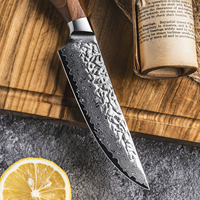 Couteau à steak moderne de 5 pouces en acier Damas AUS10, couteau à viande en acier au carbone avec manche en bois de rose africain