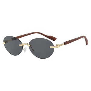 Unisex Frameless Cut Edge Oval <b>Sunglasses</b> Fashion Street Style UV400 Protection - Product Image 2