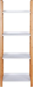 4 Tier Ladder Shelf <strong>Storage</strong> <strong>Unit</strong> with White Shelves <strong>for</strong> Bathroom <strong>Kitchen</strong> Living Room Bamboo - Product Image 3