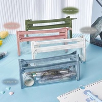 Étui à crayons transparent en PVC, pochette zippée transparente, trousse de toilette imperméable pour examens, voyages, bureau