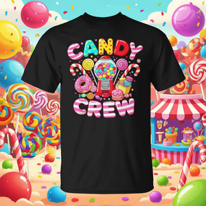 Camiseta de fiesta Candy Crew Matching Group con diseño de dulces coloridos - Product Image 3
