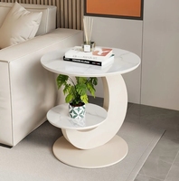 Petite table d'appoint ronde double couche créative et haut de gamme pour salon balcon meubles de maison mobiles de style ferme