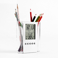 Jam Alarm, pena pemegang tubular multifungsi kantor elektronik jam digital kalender suhu promosi hadiah logo kustom