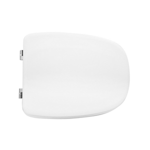 Asiento de Inodoro Redondo de Plástico Blanco, 51 cm de Largo, 39 cm de Ancho, Bisagras de Bucle, Diseño Minimalista para Baño - Product Image 1