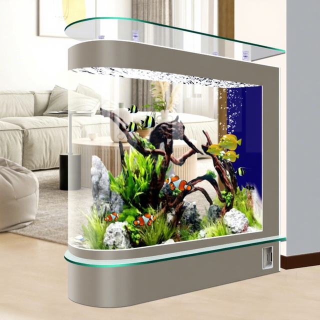 Bullet-shaped Vertical Fish Tank with Side Filtration No Need for Water Change Living Room Home Use Goldfish Aquarium
