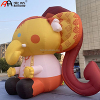 Modèle géant gonflable d'éléphant Ganesha thaïlandais, énorme mascotte de dieu hindou pour la décoration de festivals religieux et d'événements en plein air