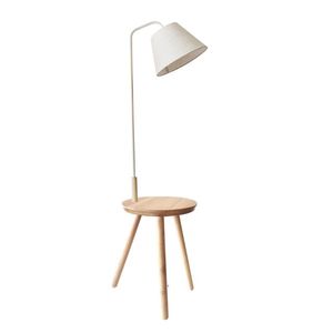 Caoutchouc Lampes En Bois Bois Nature Décorer Maison Lampe au <span class=keywords><strong>sol</strong></span> Base En Bois Stockage Lampadaire Lin Tissu Abat-Jour salon lumière - Product Image 1