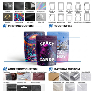 Bolsas de Plástico con Logotipo Personalizado, a Prueba de Humedad, de Grado Alimenticio, con Forma Especial, de 3.5g, 14g, 28g, 1lb, Planas, Suaves al Tacto, Troqueladas - Product Image 2