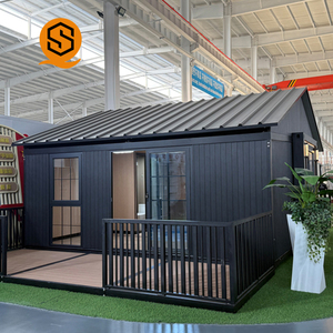 Casa Container Pieghevole di Lusso Shinestone Nera da 20 Piedi con Tetto Inclinato |   Casa Prefabbricata Moderna Espandibile con 2 Camere da Letto e <span class=keywords><strong>Soggiorno</strong></span> - Product Image 6