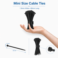 Attaches-câbles autobloquants en nylon 1,9x60mm, mini serre-câbles 1,9mm de large et 60mm de long, attaches en plastique pour le regroupement d'électronique