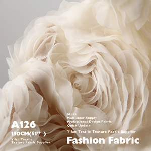 ヘッドスカーフドレスウェディングドレス用高品質の手描きのウェーブテクスチャフラワーバッド3次元刺繍生地 - Product Image 2