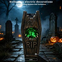Décoration de Tombe Électrique Lumineuse et Sonore pour Halloween : Poupée Squelette Réactive au Son, Ornement Effrayant pour Maison Hantée
