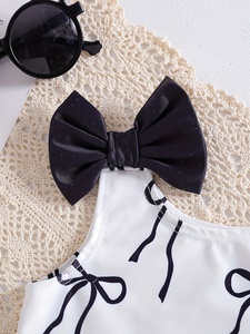 <span class=keywords><strong>Maillot</strong></span> de <span class=keywords><strong>bain</strong></span> une pièce pour bébé <span class=keywords><strong>fille</strong></span> tendance, imprimé nœud papillon, design d'épaule tridimensionnel, style simple et mignon - Product Image 3