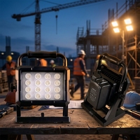 Lampe de travail LED rechargeable 18V 5000 Lm, projecteur portable pour chantier, en aluminium et ABS, éclairage portatif pour chantier