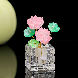 แจกันแก้วประดับดอกบัวคริสตัล ของตกแต่งบ้าน ของขวัญสำหรับโต๊ะทำงาน - Product Image 4