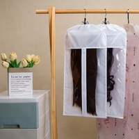 Producto DE FÁBRICA DE China, extensiones de cabello transparentes de seda satinada, bolsa de peluca, bolsas de almacenamiento transparentes con percha y cremallera para pelucas