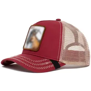Grosir topi Baseball dengan tambalan bordir hewan Gorras dengan topi jaring topi Trucker Logo kustom