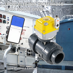 Vanne à boisseau sphérique motorisée électrique JINKON VALVE UPVC True Union 2 voies DN80 PN10 pour traitement de l'eau et eaux usées chimiques OEM - Product Image 2