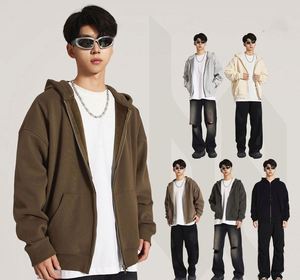 H5417 New Arrivals Custom Heavyweight 420g <b>Fleece</b> <b>Liner</b> Zipper Hoodies Plain Oversized Zip up Hoodies - Product Image 1