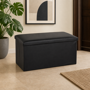 Panca Contenitore Pieghevole Moderna in Ecopelle, Pouf Pieghevole per Soggiorno e Contenitore per Scarpe da Ingresso - Product Image 3