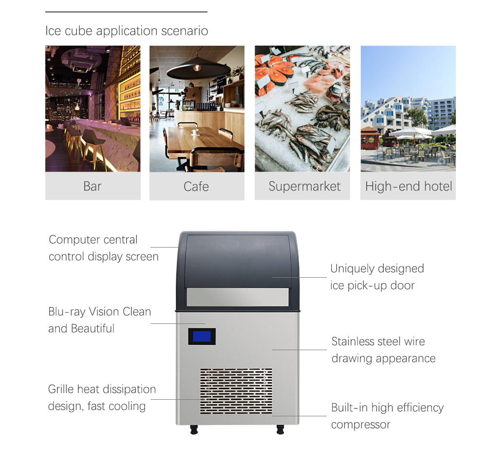 New Small Ice Cube Machine Portable Commercial and Home Automatic Flow Water Type Ice Maker