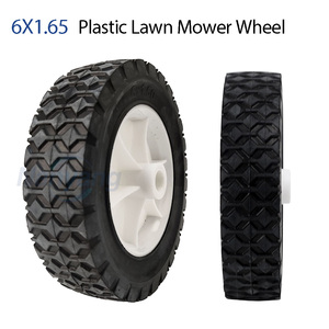 6x1.65'' Lawn Mower Wheels with 1/2inch Bearing, 6 Inch Plastic Wheel and Tire for Lawnmower Trolley Wagon Cart - Product Image 2