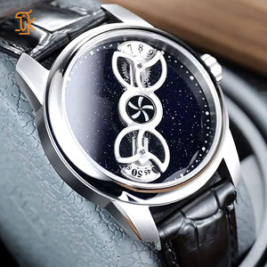 Montre mécanique de luxe à secondes centrales, heure errante, aventurine luminescente, montres automatiques pour hommes d'affaires, logo de marque personnalisé OEM - Product Image 1
