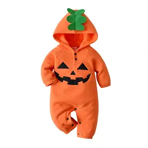 Children's fall polar fleece baby onesie Baby pumpkin funny little monster Halloween children's costume