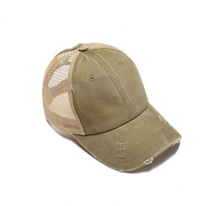 Casquette de baseball unisexe classique délavée style queue de cheval, teinte vintage, profil bas, réglable, en maille, pour l'extérieur, style Dad Hat Snapback 6 panneaux - Product Image 6