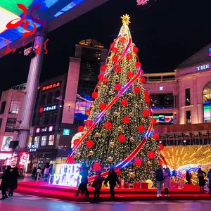 Stervormige Lichtinstallaties Op Maat Gemaakte 20ft 30ft 40ft 50ft Gigantische Buitenverlichting Kerstboom Commerciële Kerstboom