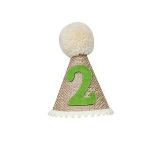 Décorations pour le 2ème anniversaire d'un bébé garçon, bannière verte et blanche pour chaise haute, chapeau conique, décoration de gâteau en bois pour 2 ans (vert) - Product Image 3