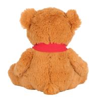 Ours en peluche marron avec écharpe à pompons rouges, ours en peluche mignon et doux, cadeau de fête, décoration de la maison, jouet