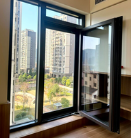 Ventana Abatible y Giratoria de Doble Acristalamiento de Bajo Costo con Marco de Aluminio con Rotura de Puente Térmico para Habitaciones Silenciosas y Ahorro de Energía