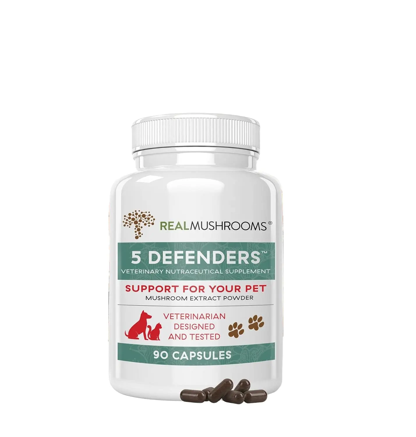 OEM 5 Defenders Supplement for Cat&Dog Vitamins Health Support Chaga Shiitake Reishi Turkey Tail Mushroom Powder Capsule