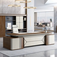 Ensemble de bureau de direction modulaire de luxe moderne ML, bois massif MDF brun, mobilier élégant pour manager, garantie de 3 ans