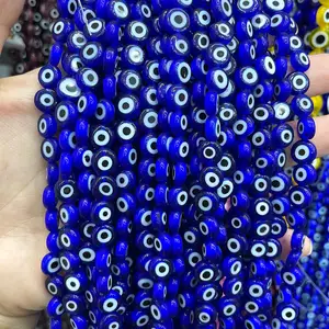 300pcs Red Evil Eye Beads for Jewelry Making, Lucky Beads 8mm Spacer Beads  for DIY Bracelets Necklace Handicraft (Red)