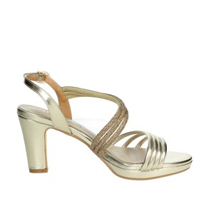 Sandali con tacco CN2011 in oro da donna con chiusura a punta alla moda stile gladiatore con plateau - Product Image 4