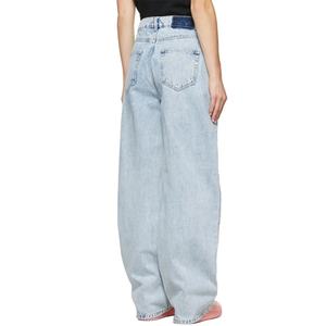 Pantalones Vaqueros de Mezclilla Azul Claro de Pierna Ancha 100% Algodón para Mujer - Product Image 2